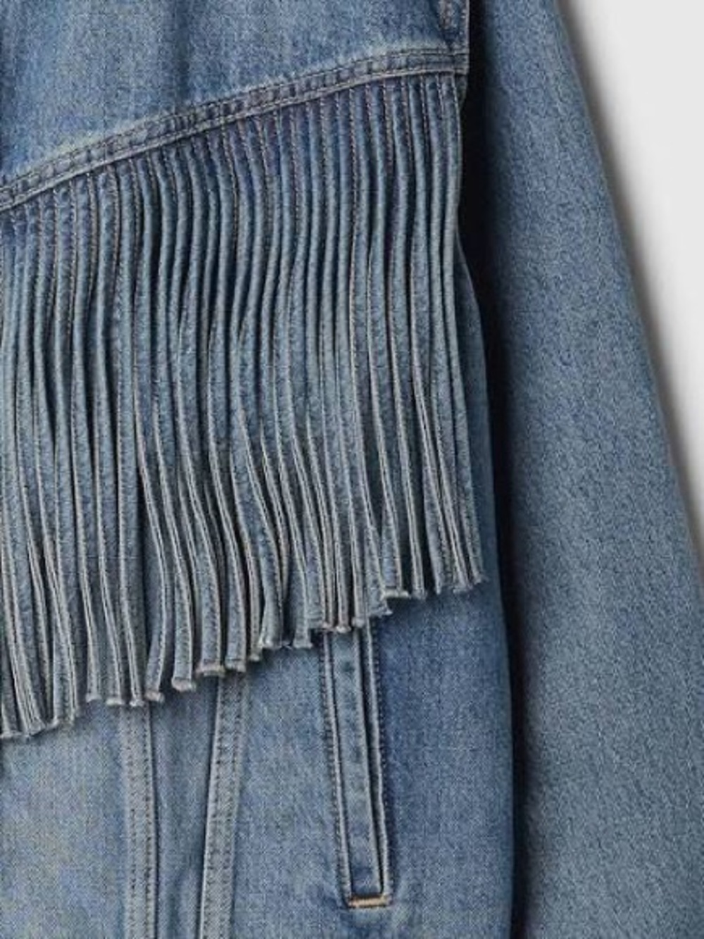 GAP Light Blue Fringe Denim Jacket - Picture 2 of 5